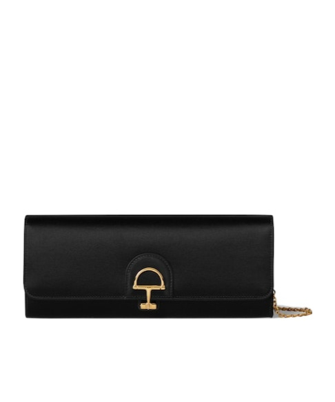 Gucci 73 Half-horsebit Chain-strap Clutch Bag In Black