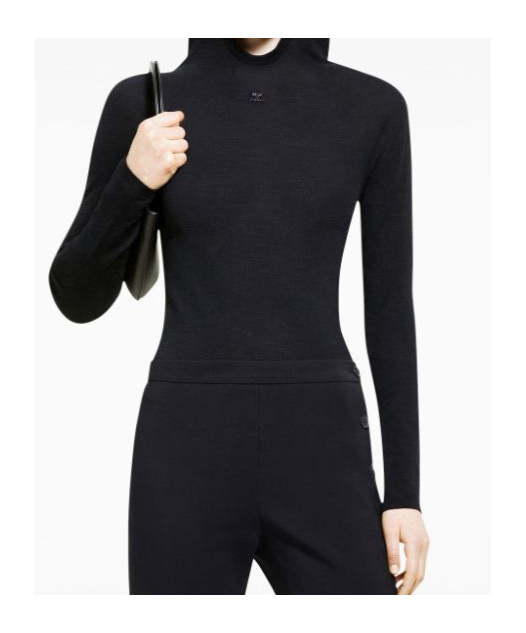 Courrèges Hooded Knitted Top In Black