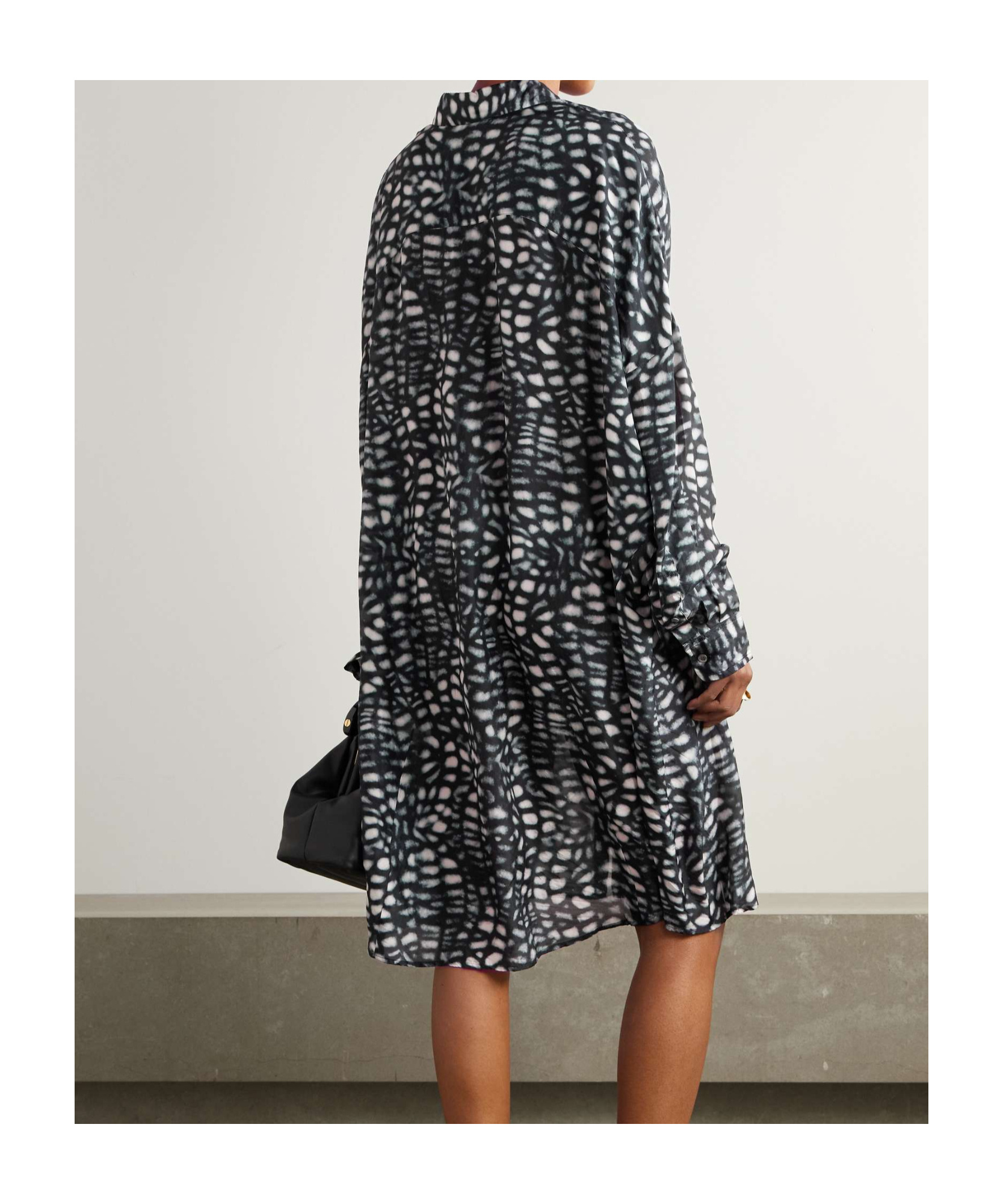 Dries Van Noten Lapel Long Sleeve Dress In Black