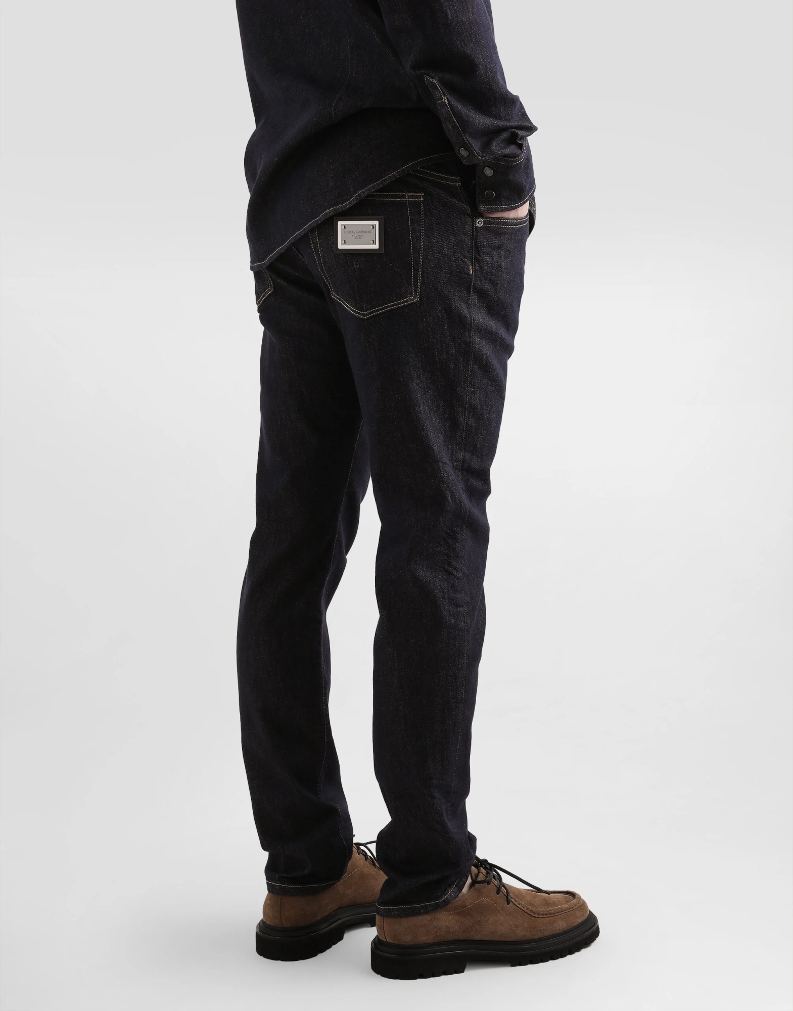 Dolce & Gabbana Trousers With Belt Loops And Contrast Stitching In Black