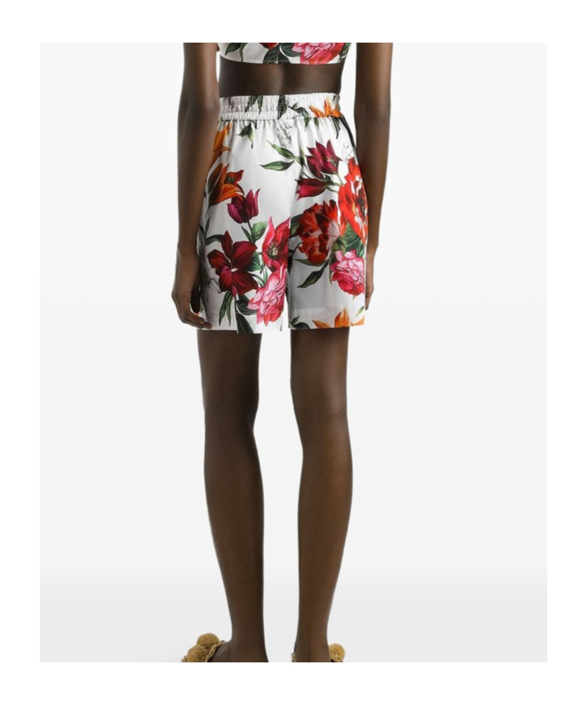 Dolce & Gabbana Multicolor Flower-print Poplin Shorts