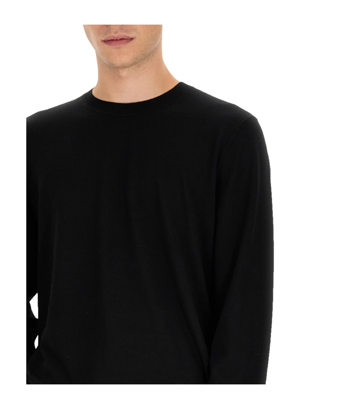Theory Relaxed Fit Black Wool Sweater With Round Neckline In Black