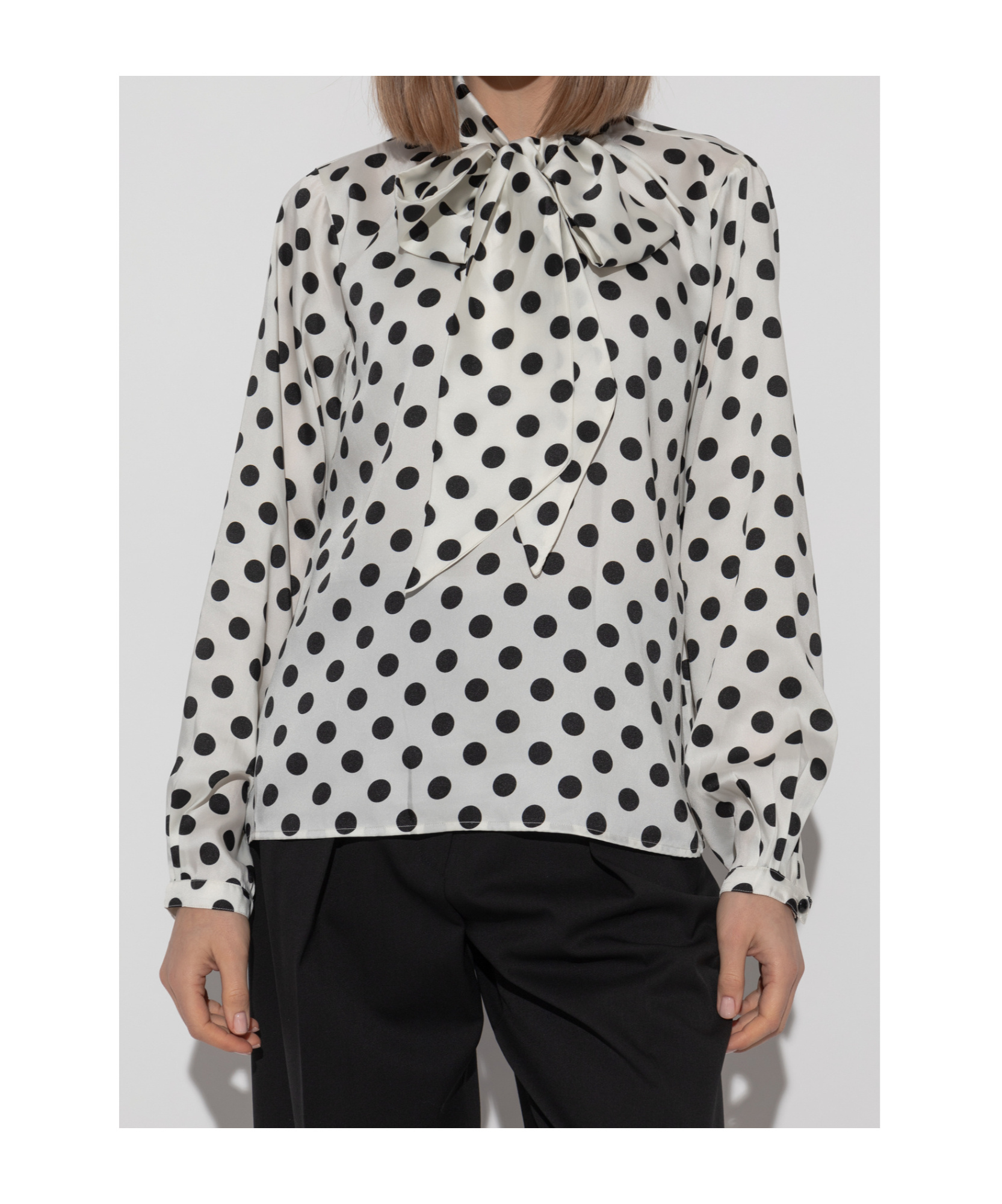 Kate Spade Polka-dot Blouse In Gray