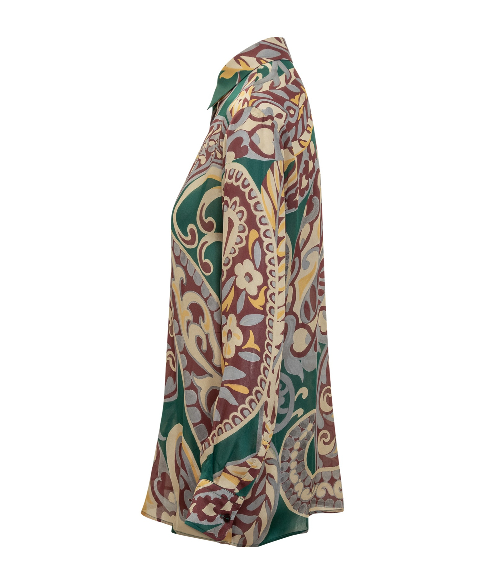 Etro Floral Paisley Print Long Sleeve Silk Top In Multi