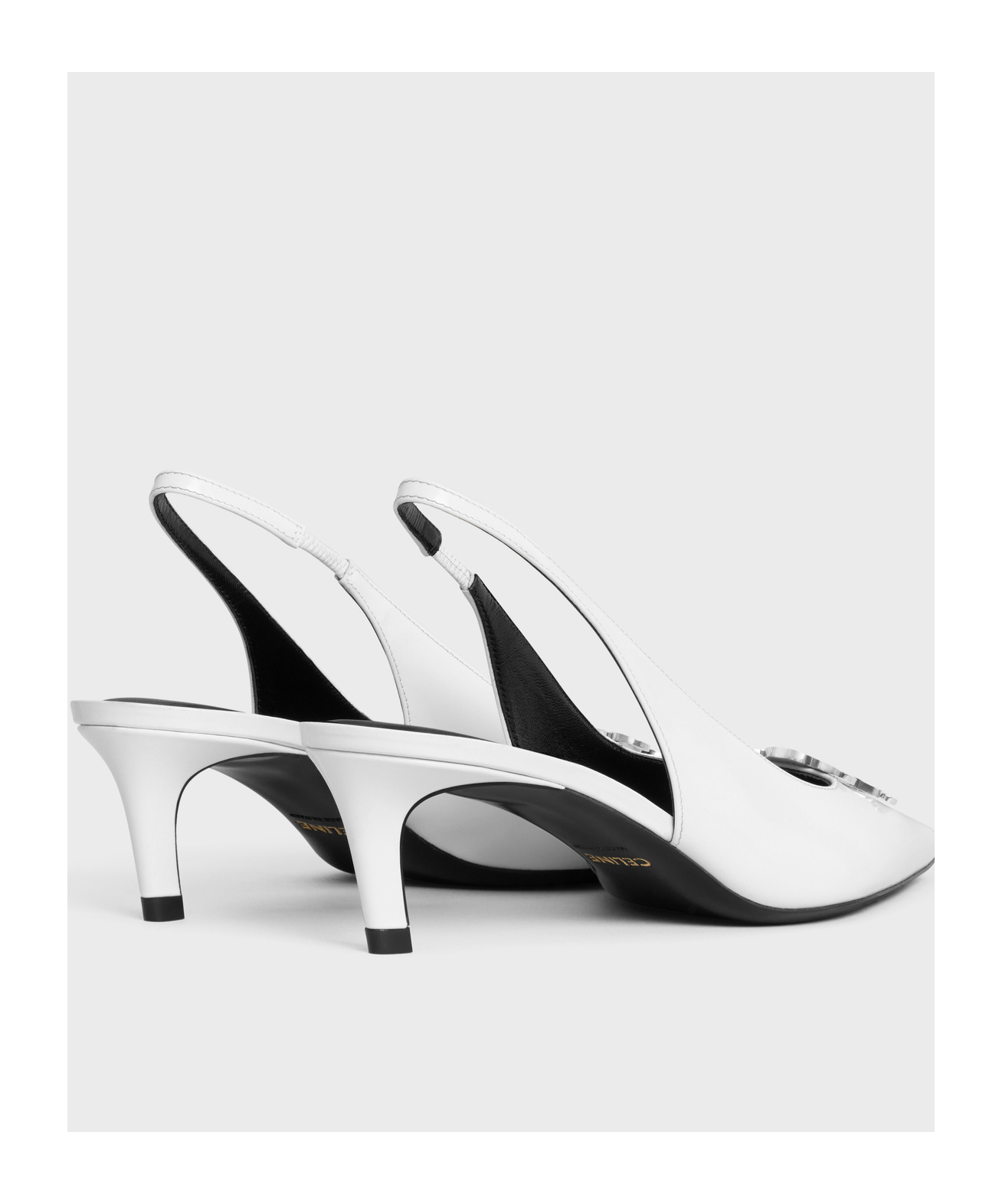 Celine Celne Alma Triomphe Leather Slingback Pumps Women In White