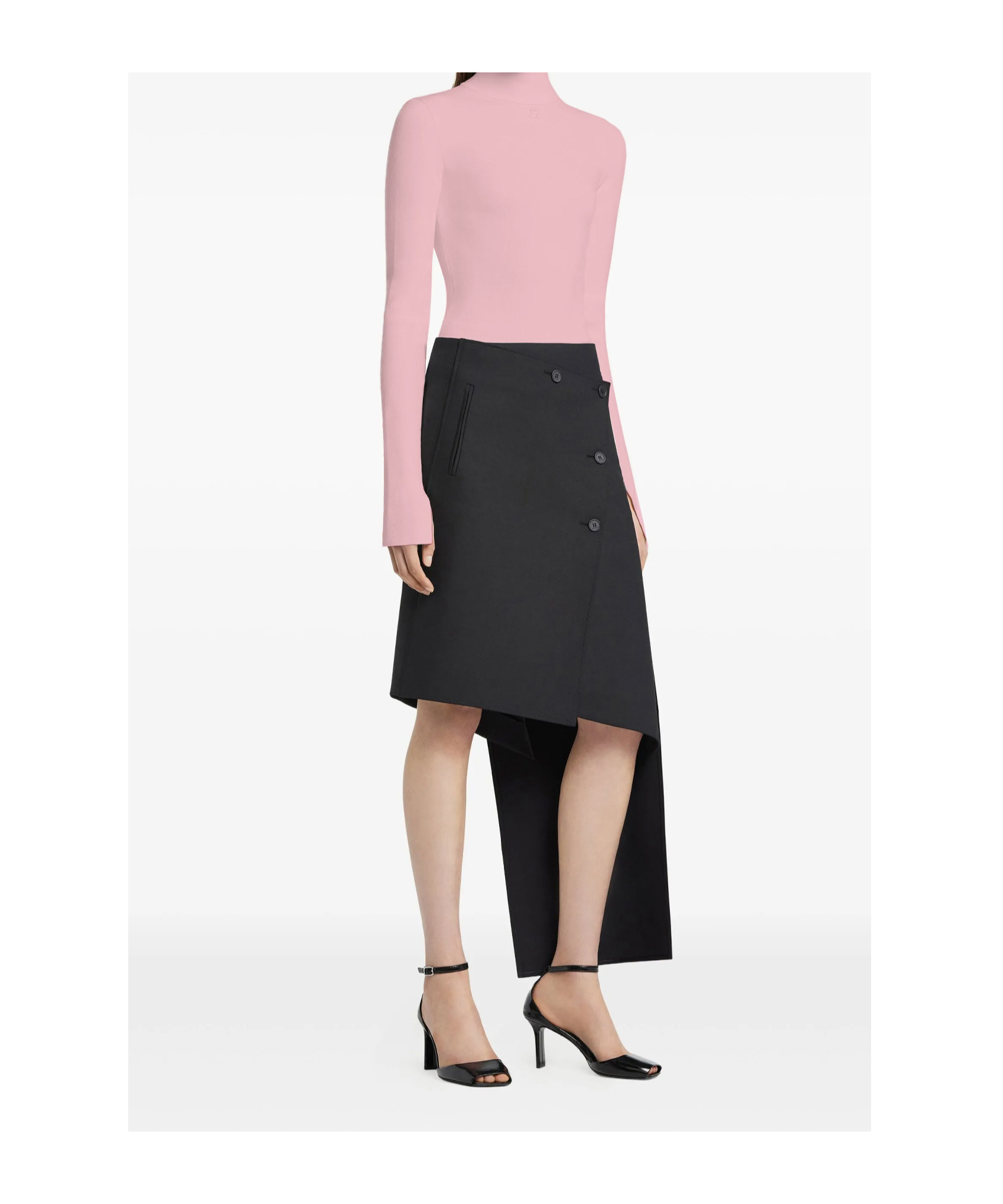 Courrèges Fitted Long Sleeve Mock Neck Sweater In Pink
