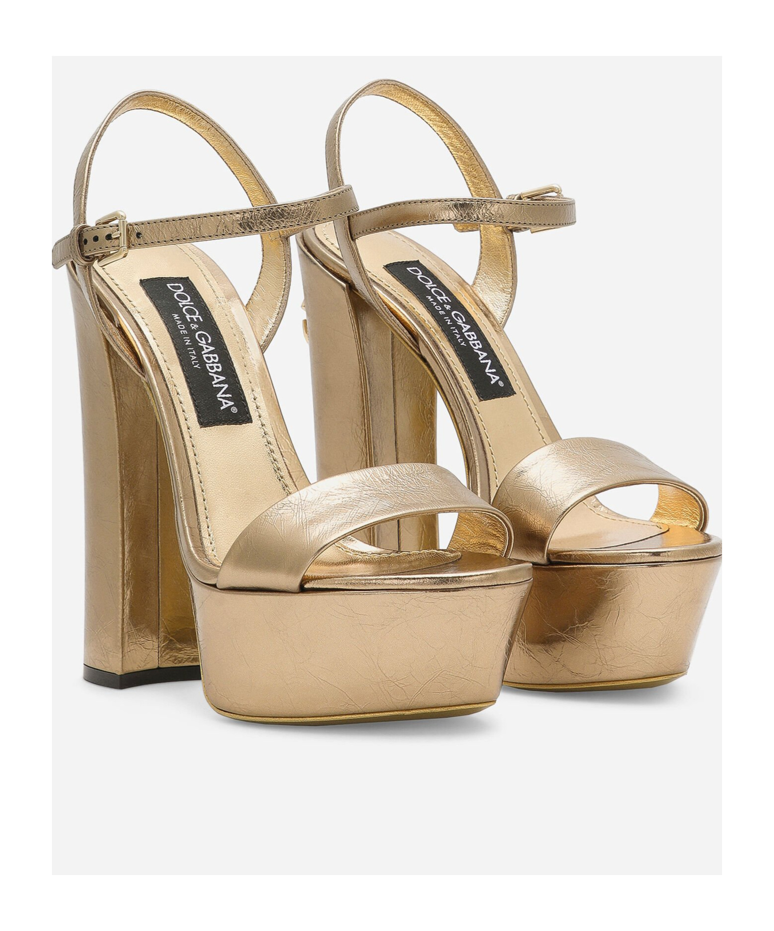Dolce & Gabbana Leather Platform Sandals 105 In Nude