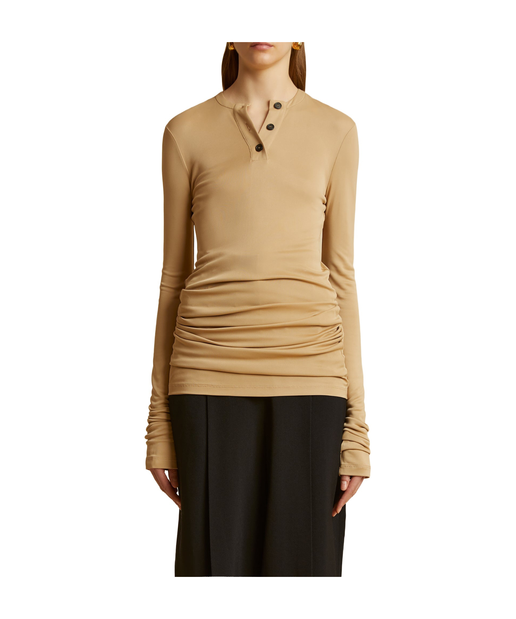 Khaite Long-sleeved Blouse In Brown