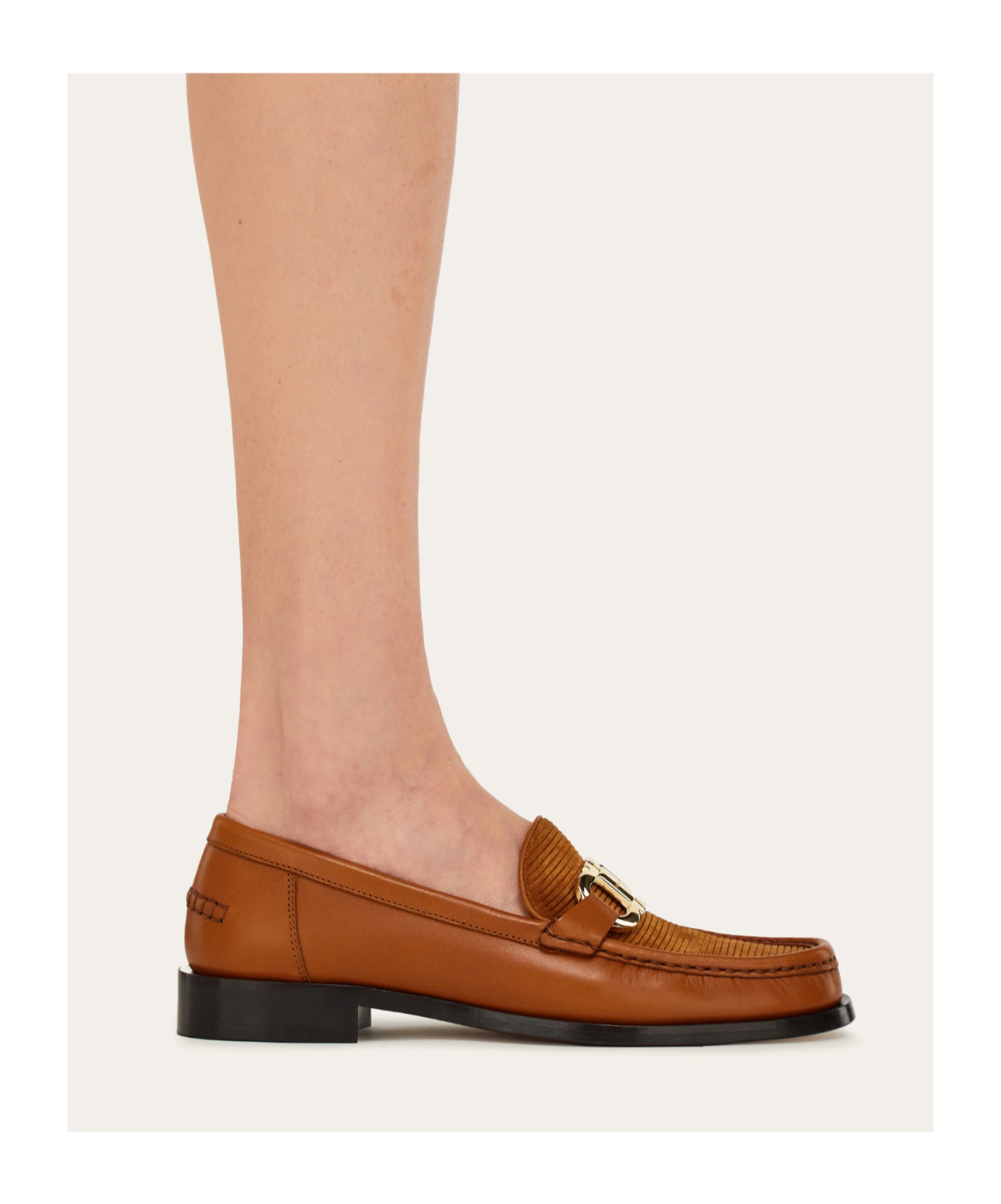 Ferragamo Moccasin With Gancini Ornament In Brown