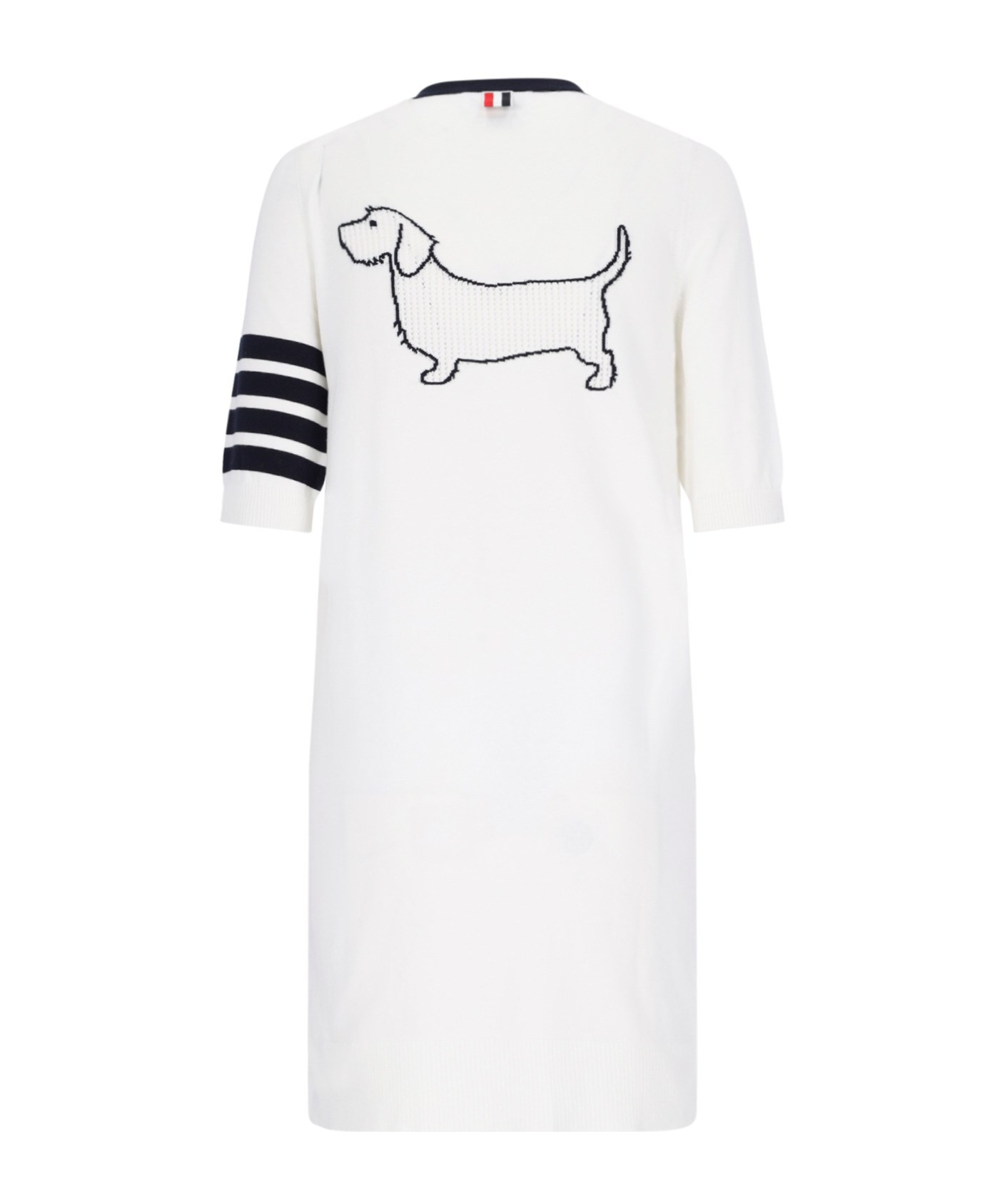 Thom Browne White Intarsia Hector Icon 4-bar Dress In White