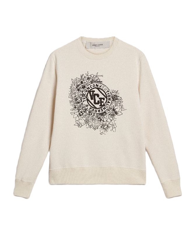 Golden Goose Journey Floral Embroidered Crewneck Sweatshirt In Neutral