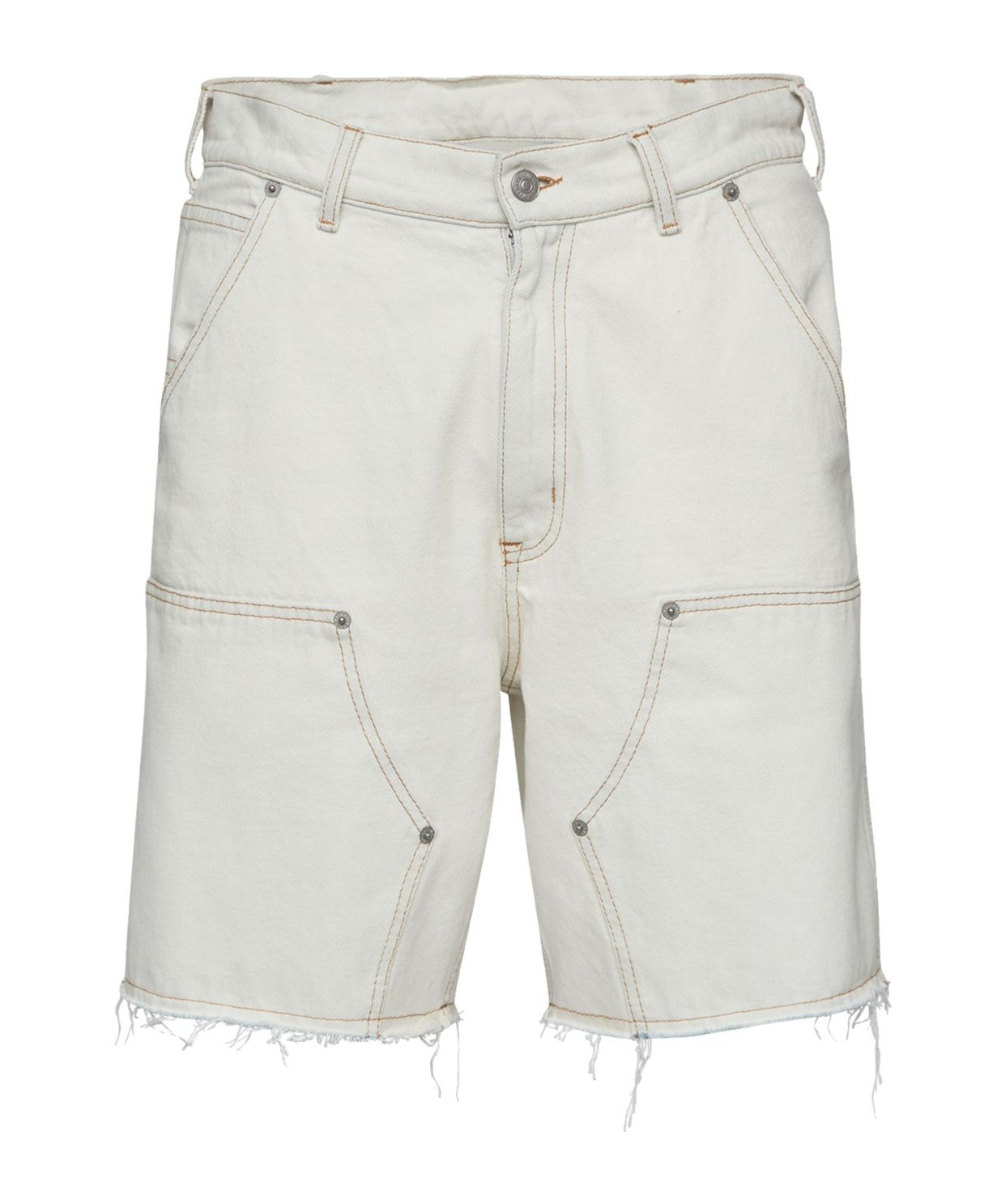 Mm6 Maison Margiela Numbers-motif Denim Shorts In Off White