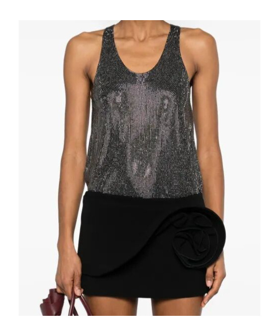 Giuseppe Di Morabito Strass-embellished Sleeveless Top With Round Neckline In Black