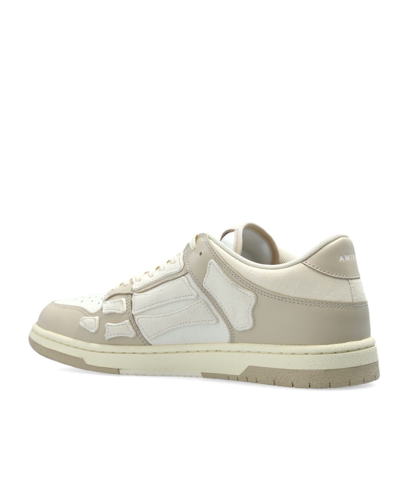 Amiri Skel Top Low White Sneakers With Skeleton Patch In Leather Man In White
