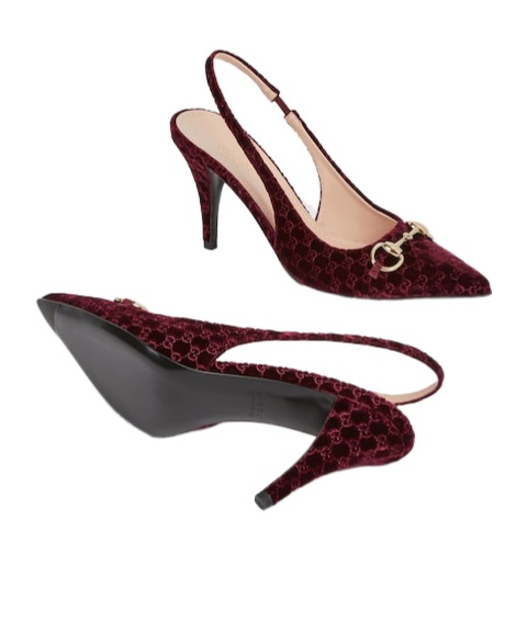 Gucci Burgundy Slingback Pumps With Horsebit In Burgundy