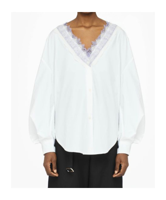 Jw Anderson Lace Trim V-neck Cotton Blouse In White
