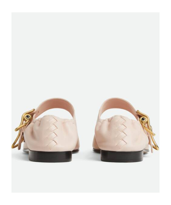 Bottega Veneta Astaire Leather Rabbit Mary Jane Ballerina Flats In Nude