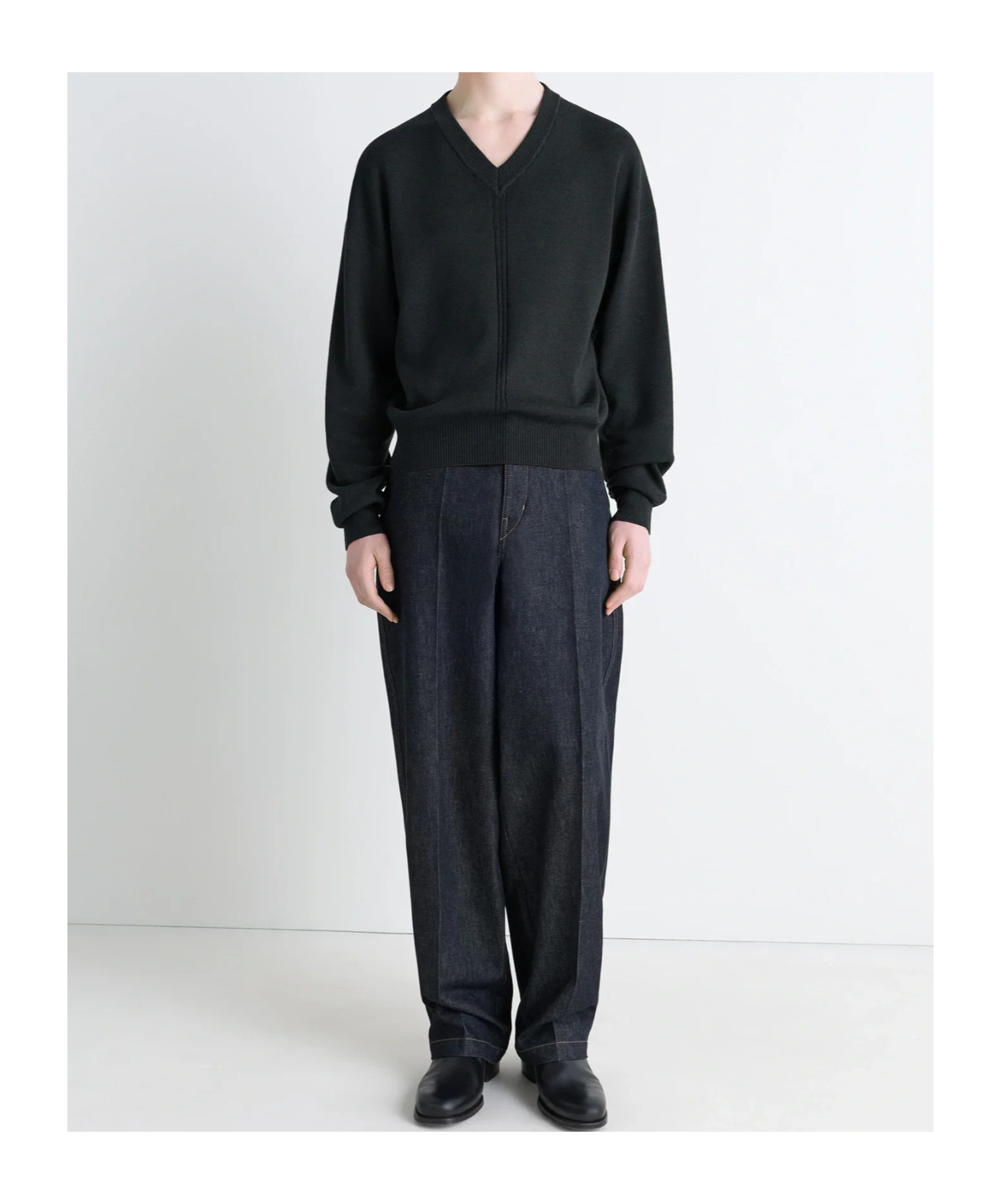 Lemaire Mens Boxy V-neck Jumper In Gray