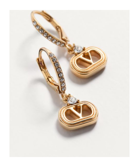 Valentino Embellished Ovalette Earrings In Gold