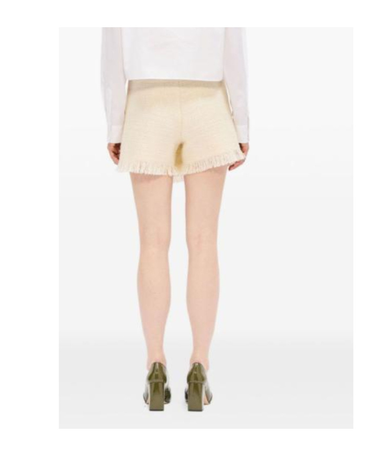 Msgm Wrap Design Shorts With Button Accent And Fringe In Neutral