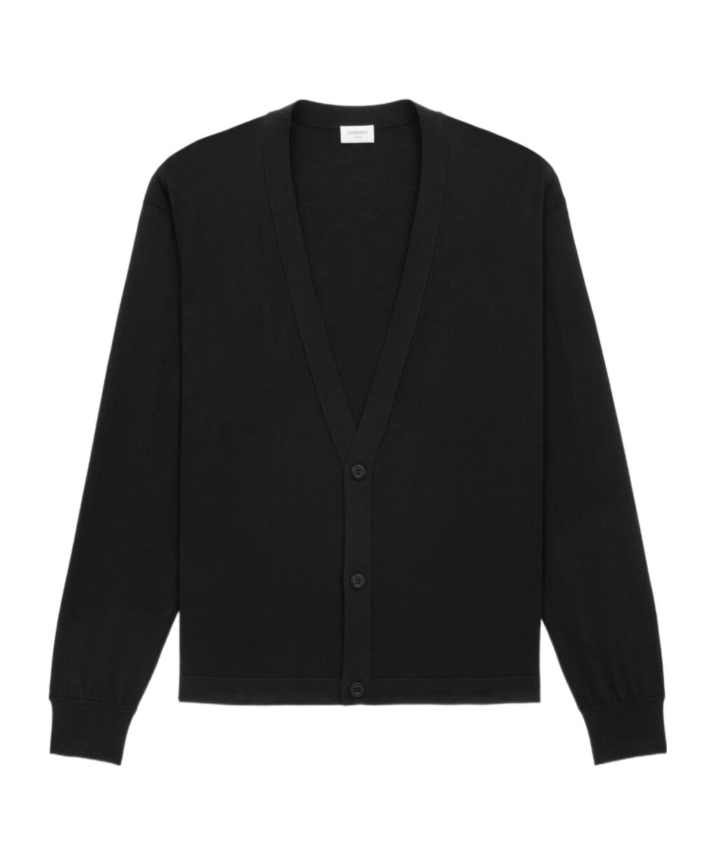 Saint Laurent Woolen Cardigan In Black