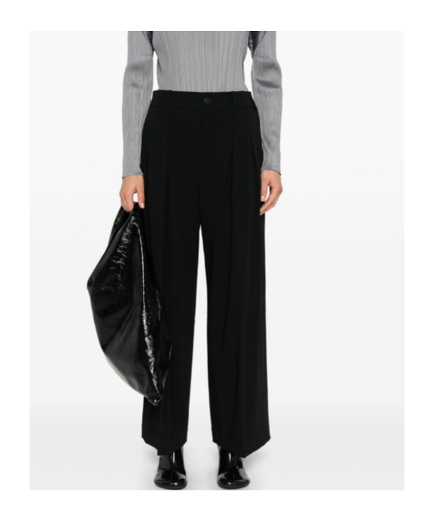 Issey Miyake Wool Gabardine Trousers In Black