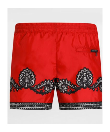 Dolce & Gabbana Short Swim Trunks With Bandanna Print