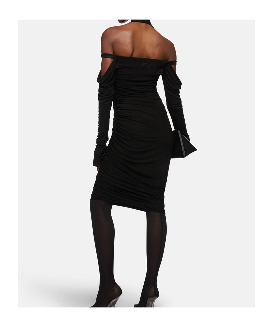 Attico Black Midi Dress In Black