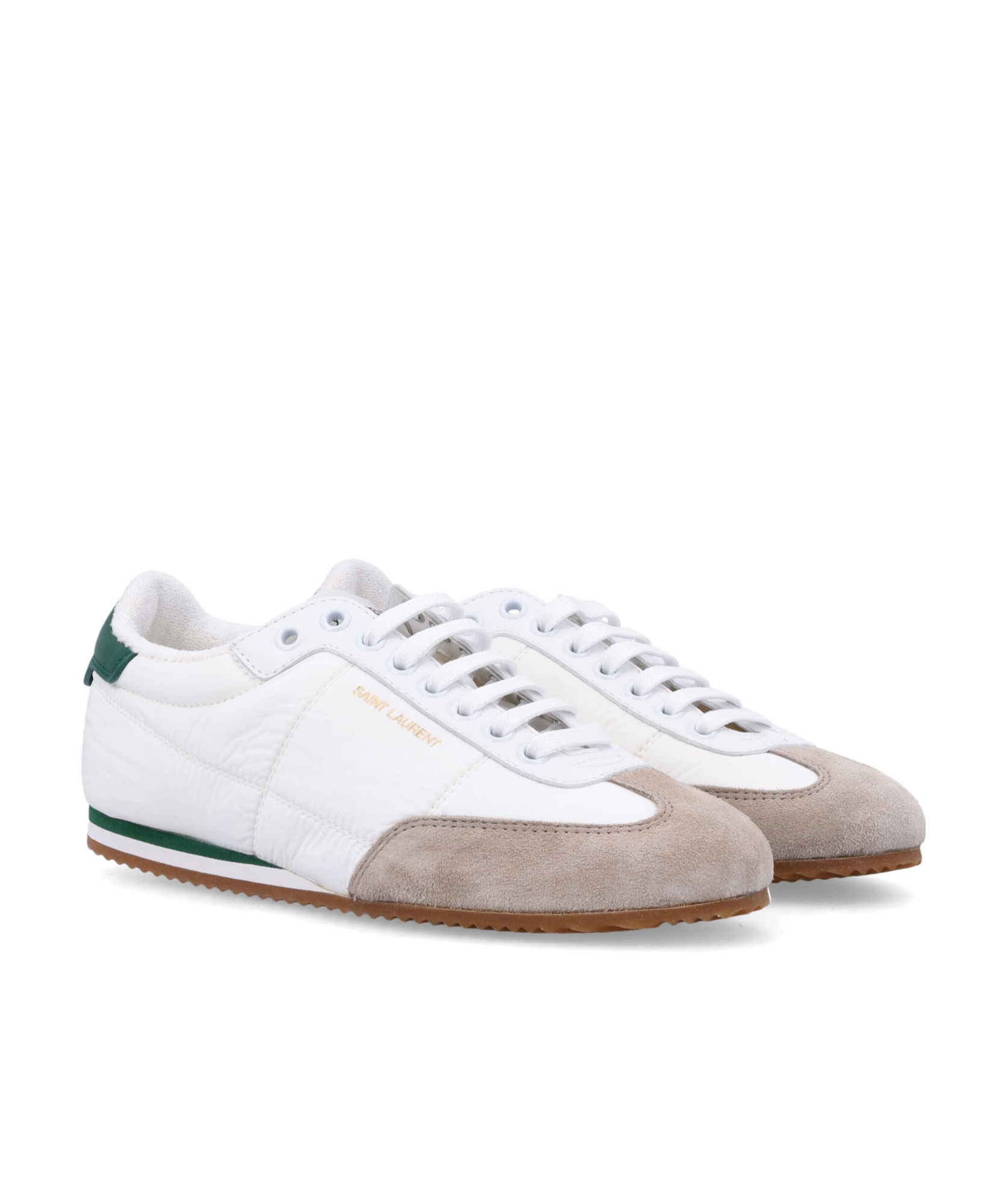 Saint Laurent Logo Printed Lace-up Sneakers In White