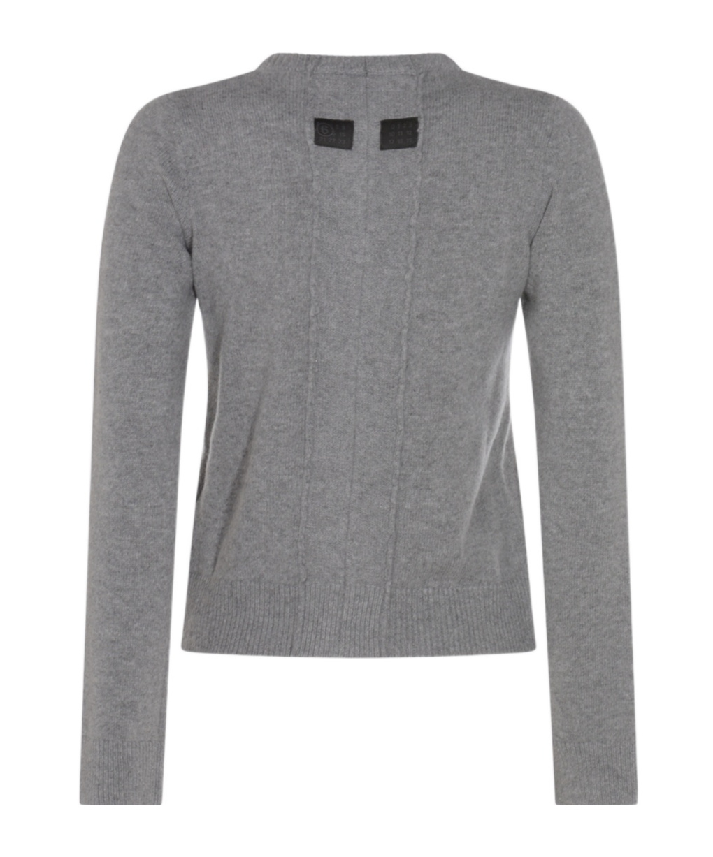 Mm6 Maison Margiela Long Sleeve Knitwear Featuring Front Pockets In Gray