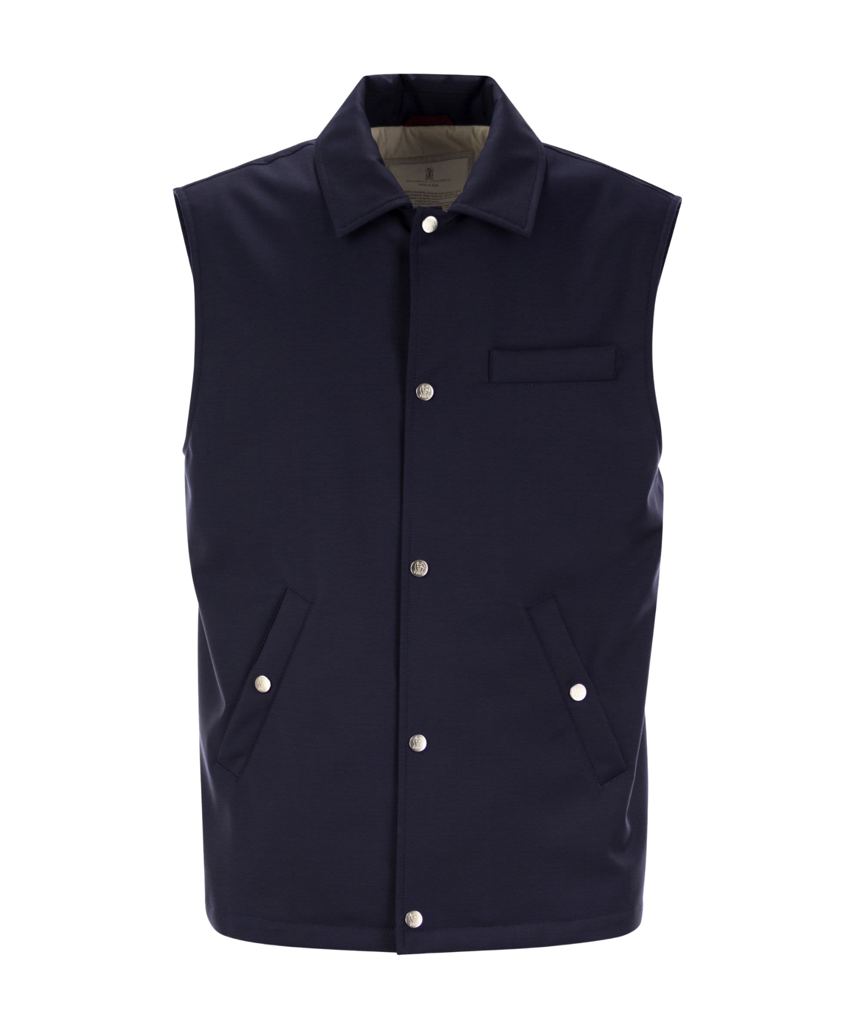 Brunello Cucinelli Sleeveless Designer Vest In Virgin Wool In Black