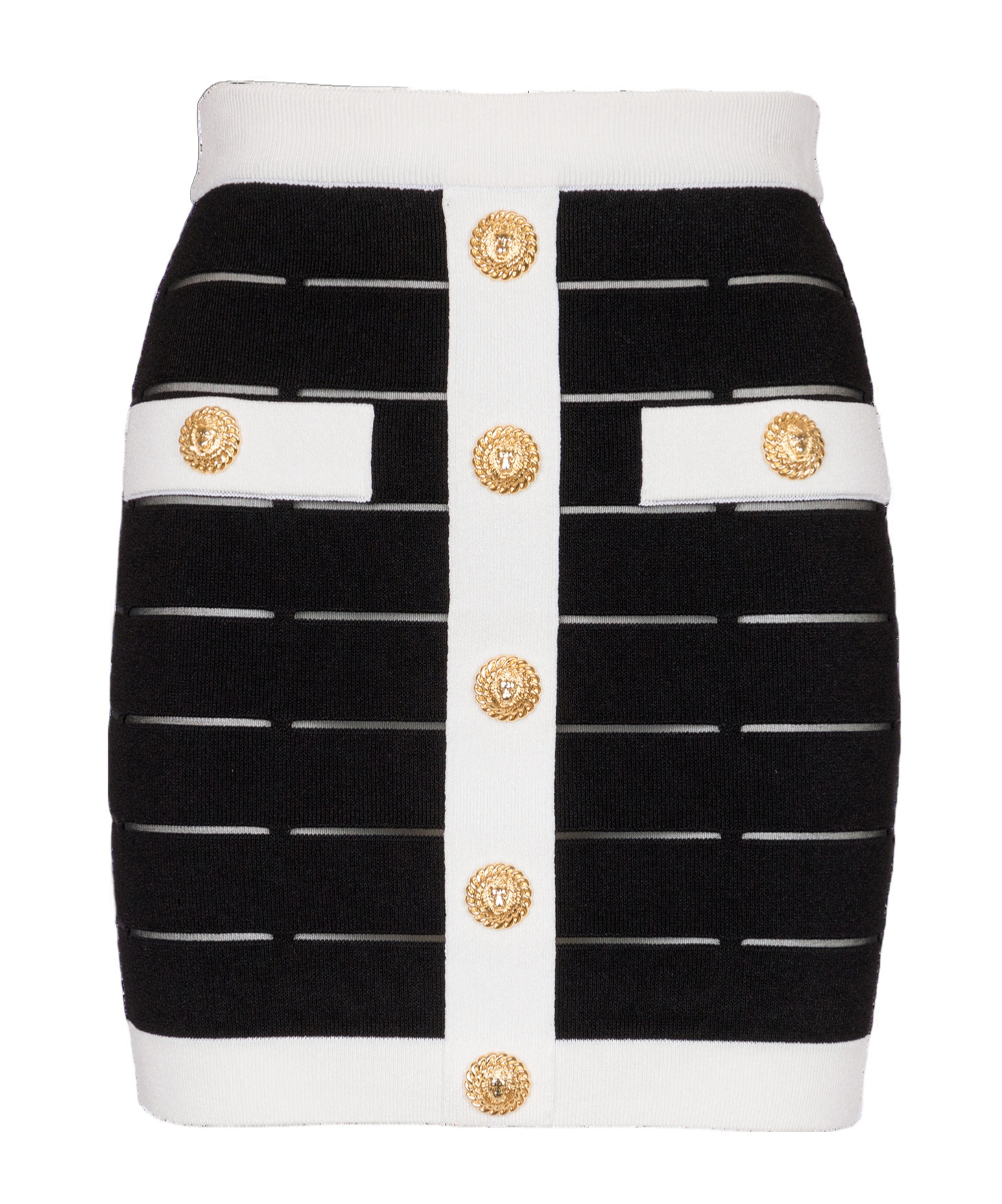 Balmain Button-embellishment Knitted Mini Skirt In Black