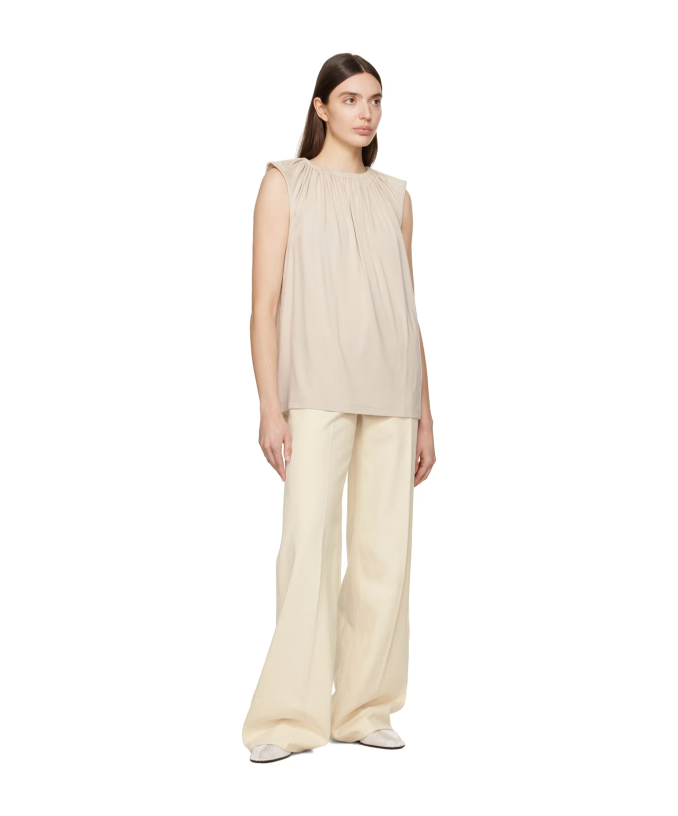 TOTÊME RUCHED ELASTICATED SLEEVELESS BLOUSE