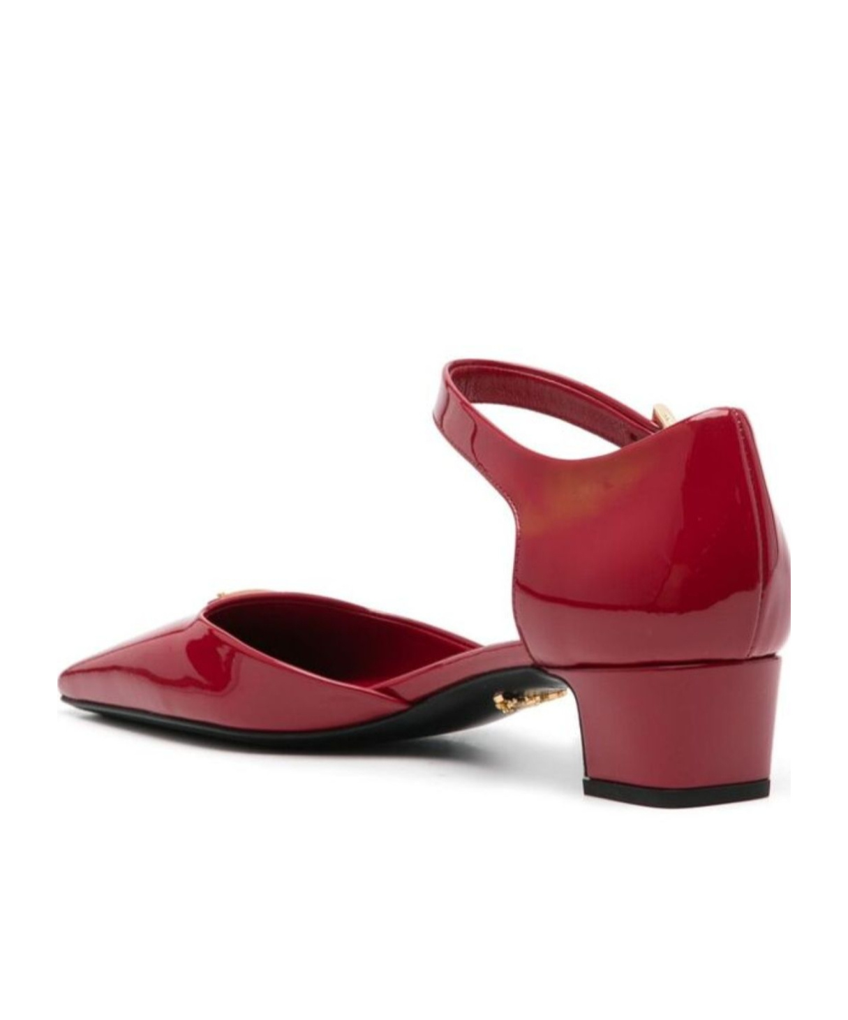 Prada Vernice Patent Ankle-strap Ballerina Pumps In Red