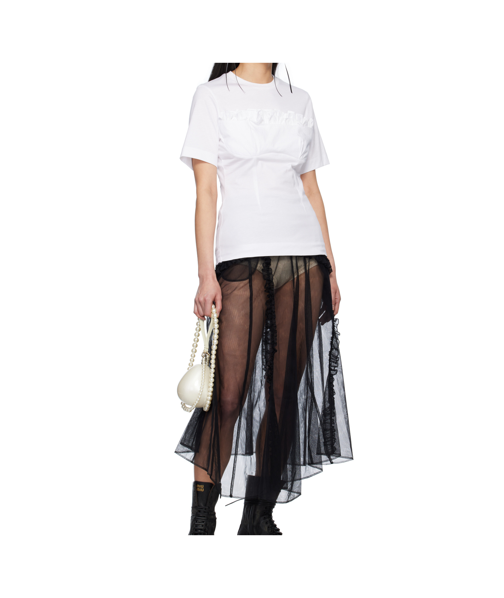 Simone Rocha White Balconette Bust Detail T-shirt In White