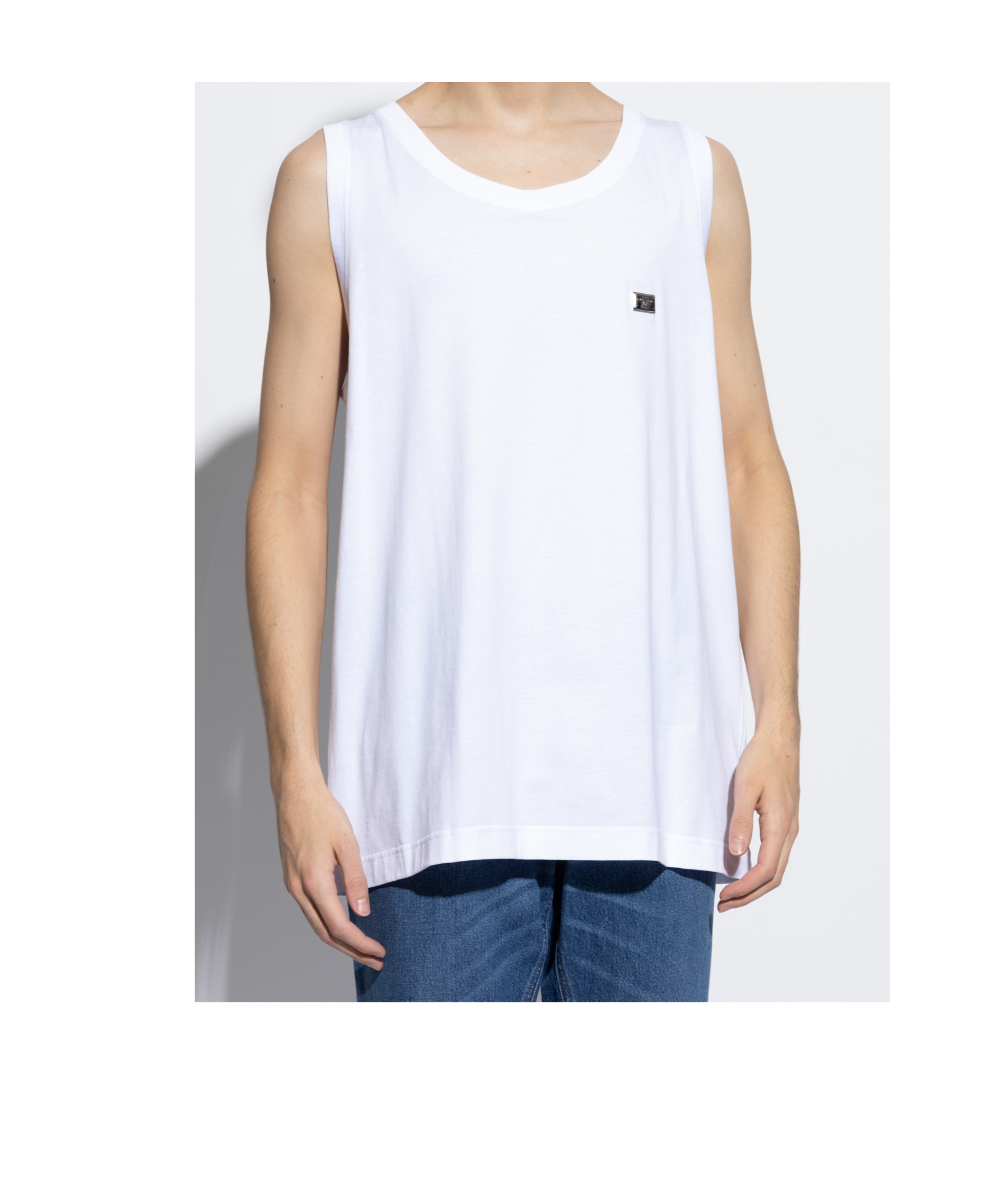 Dolce & Gabbana Round Collar Sleeveless Vest In White