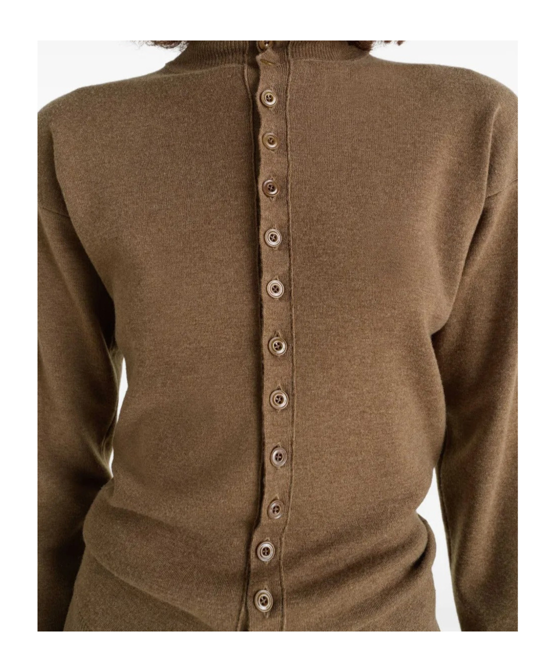Lemaire Turtleneck Buttoned Cardigan In Brown