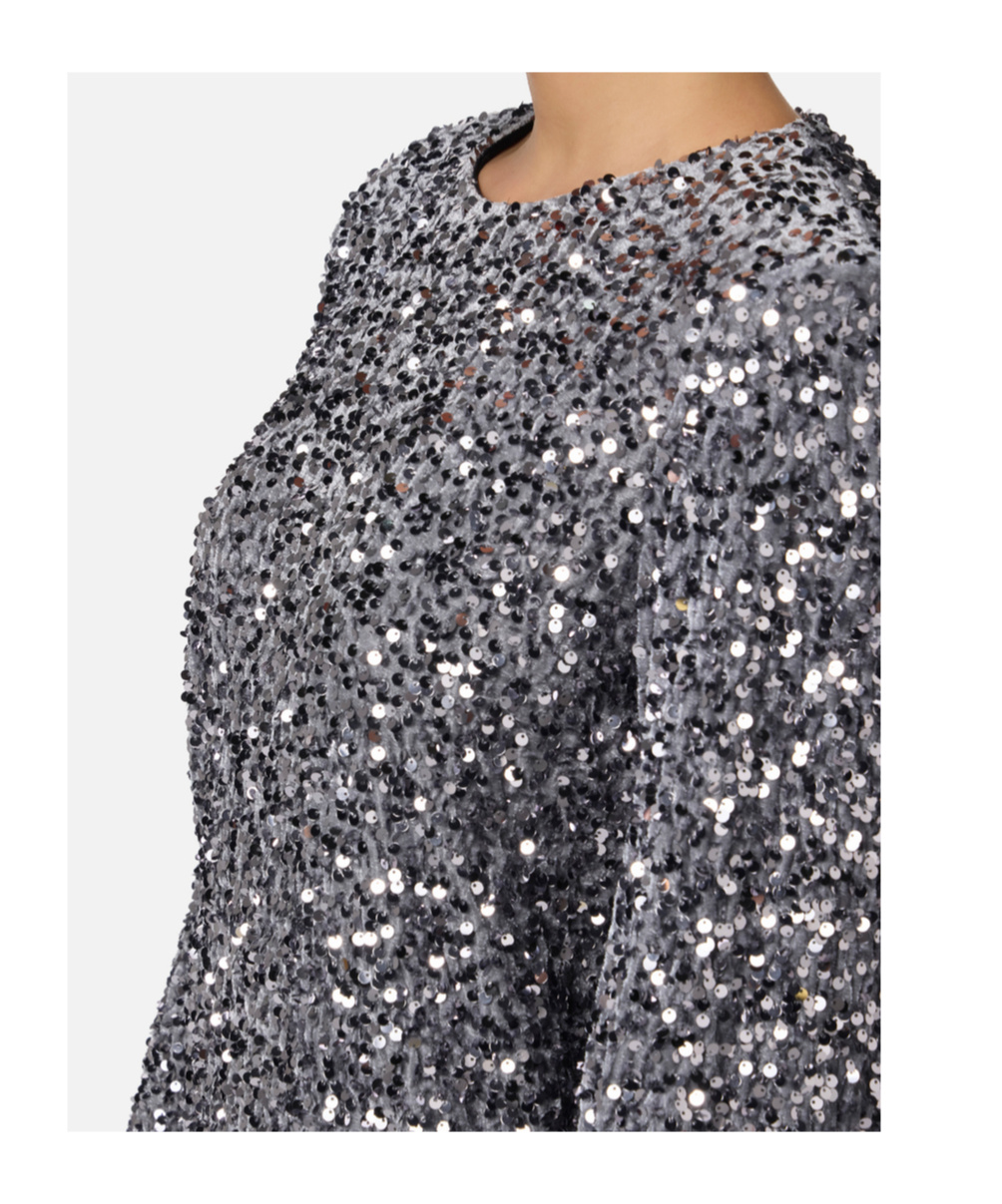 Elisabetta Franchi Sequinned Chenille Mini Dress In Gray