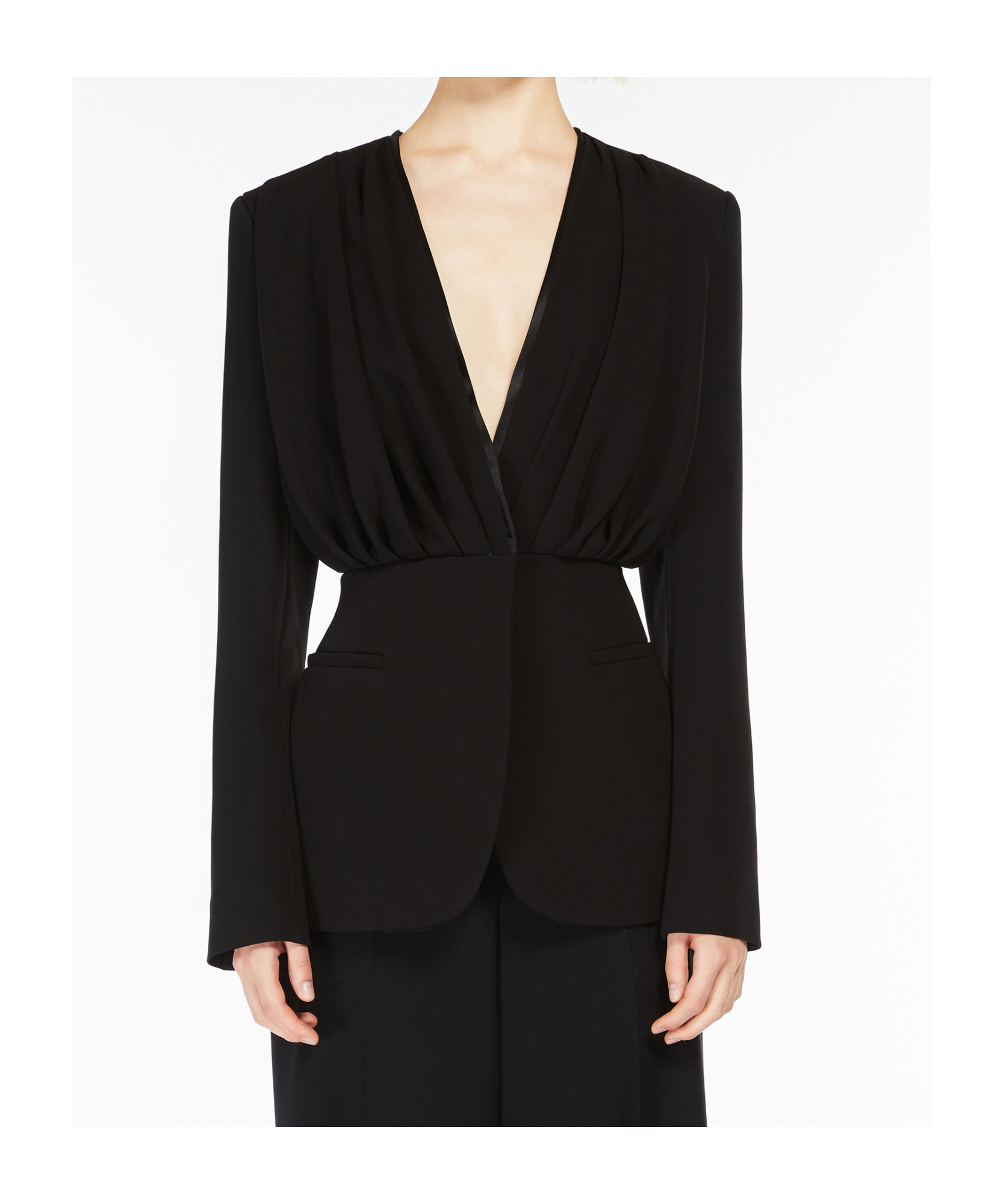 Shop Max Mara Draped Crêpe Jacket In Black