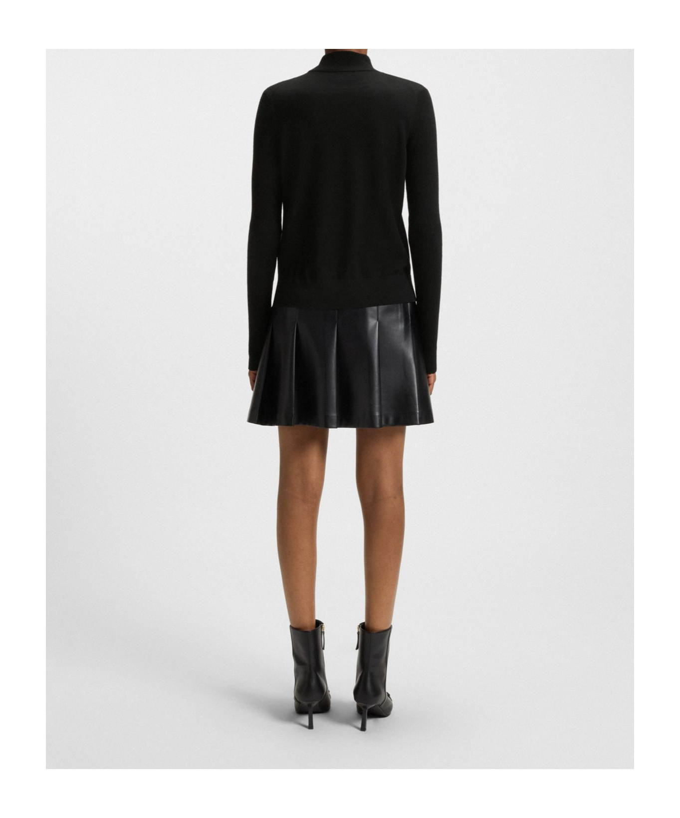 Hugo Boss Mock-neck Sweater In Merino Wool In Black