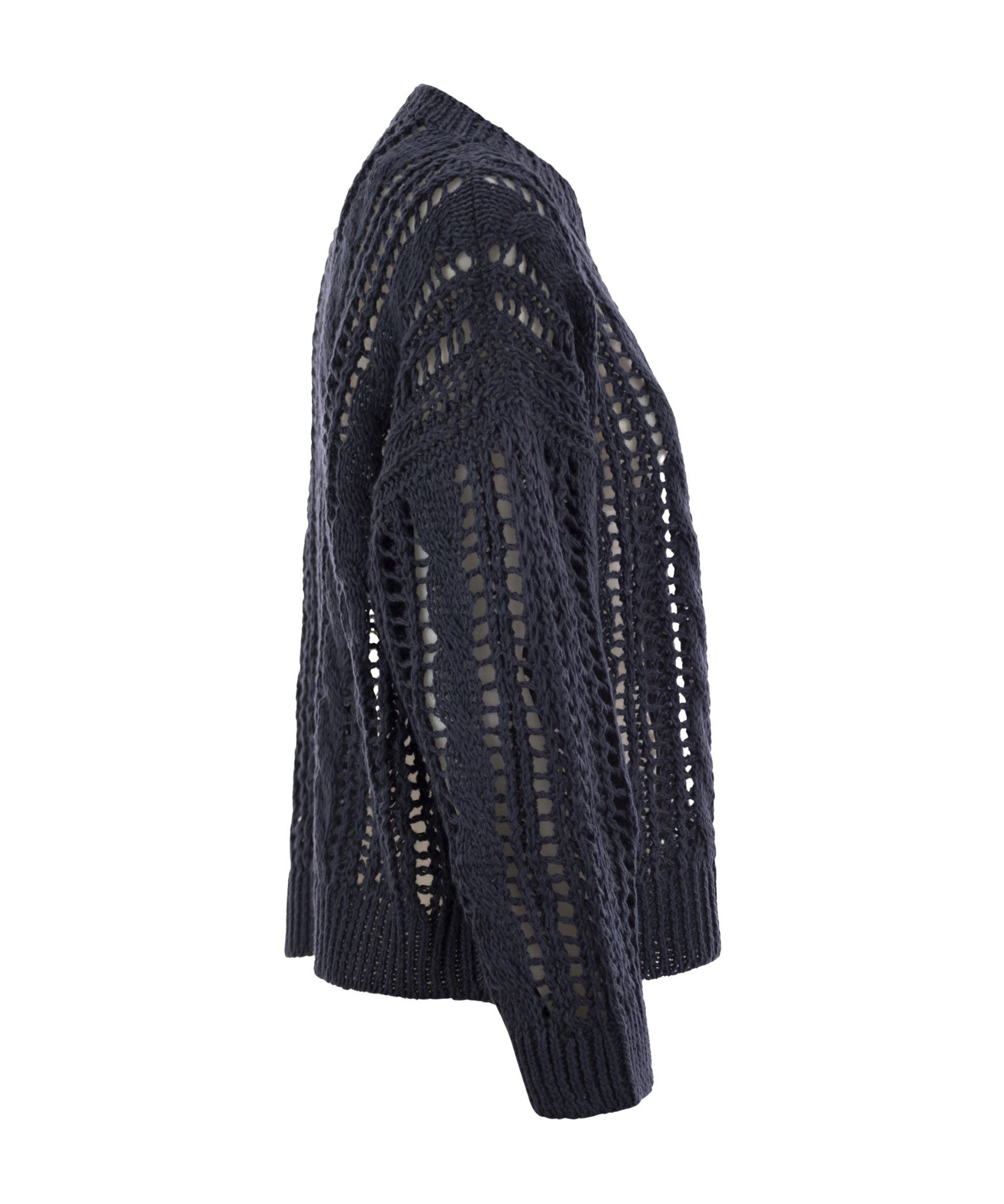 Shop Brunello Cucinelli Crewneck Open Knit Jumper In Black