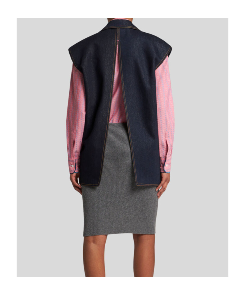 Etro Denim Waistcoat Jackets Blue In Black