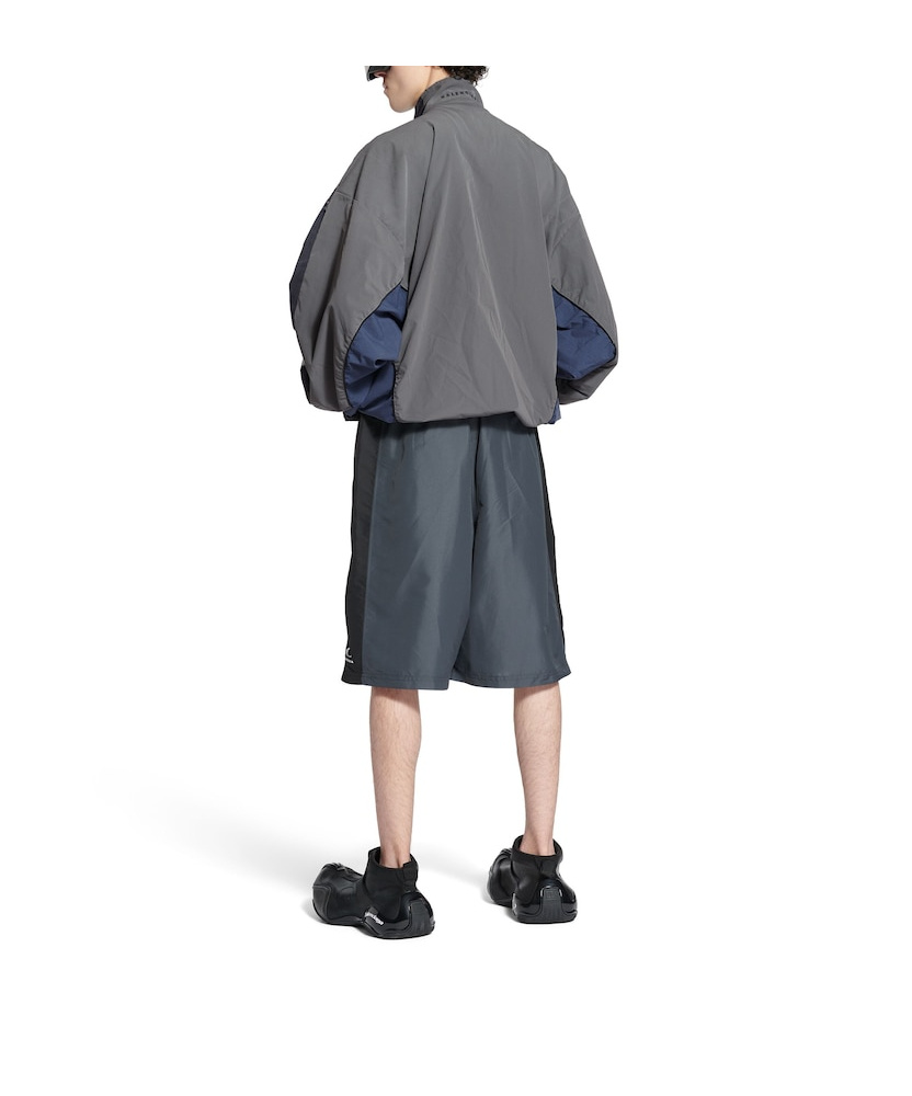 Balenciaga Men's Loop Sports Icon Basketball Swim Shorts In Anthracite/black