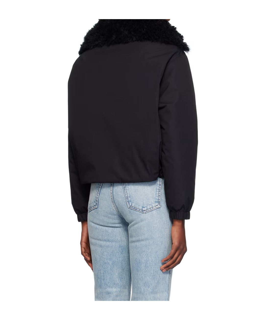 Shop Yves Salomon Zippered Long-sleeved Down Jacket In Black