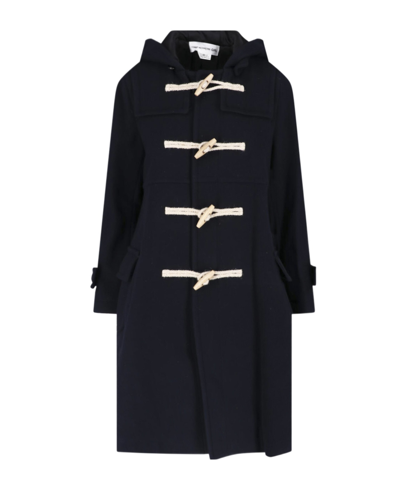 Comme Des Garçons Long-sleeved Hooded Coat In Black
