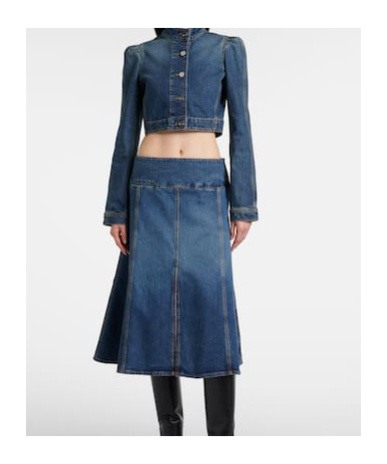 Alaïa Denim Midi Skirt In Multi