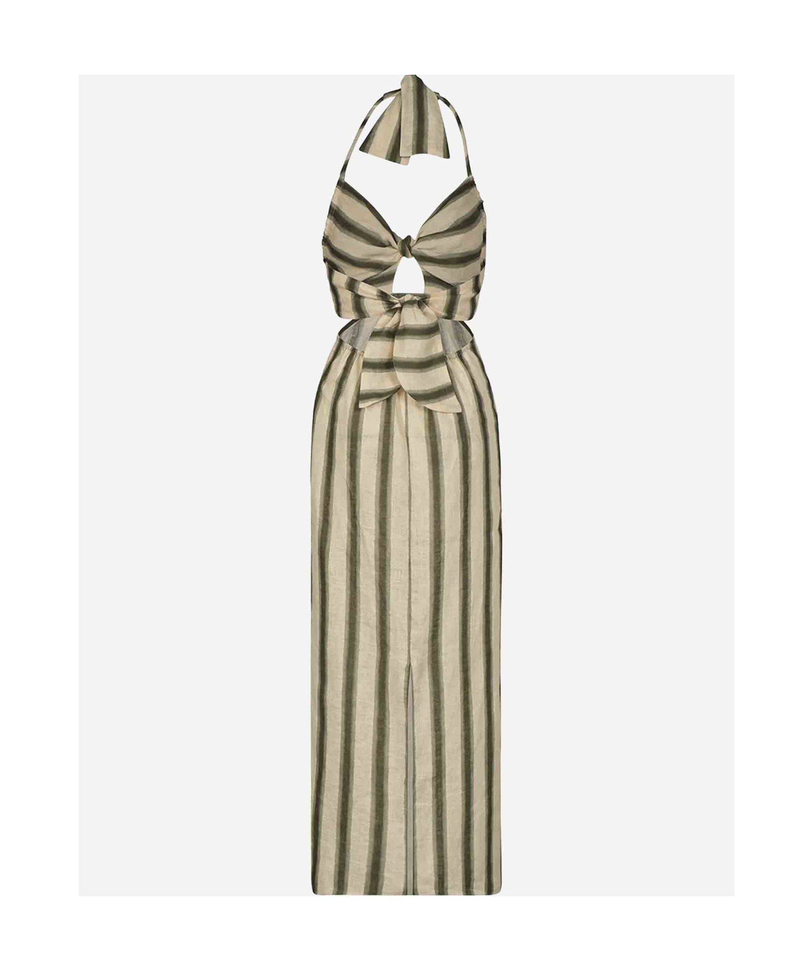 Shop Johanna Ortiz Striped Dress In Nude