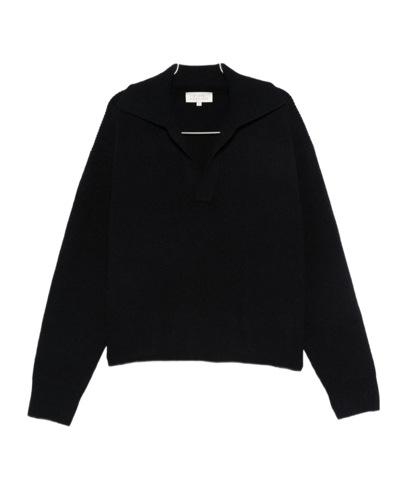 Studio Nicholson Lapel Sweater In Black