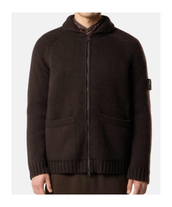 Stone Island Cashmere Zipped Sweater In Brown