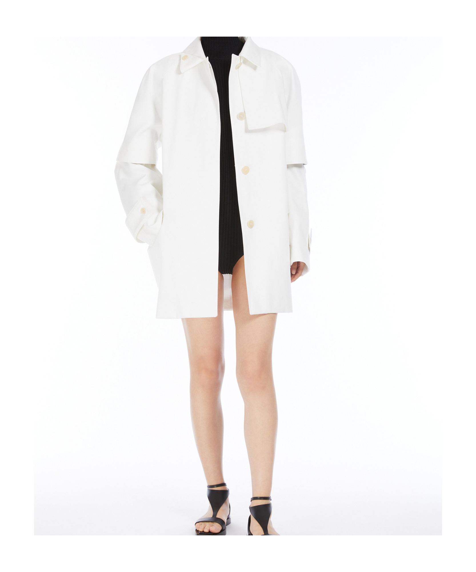 Max Mara Water-repellent Gabardine Trench Coat In White